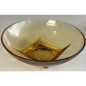 Vintage Hazel-Atlas Capri Colony Gold Glass Bowl With Square Base
